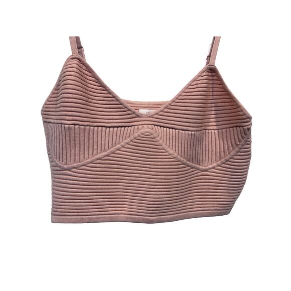 Aerie Top Womens XL Pink Knit Sweater Ribbed Strappy Crop Tank Boho Festival NEW - Picture 5 of 11